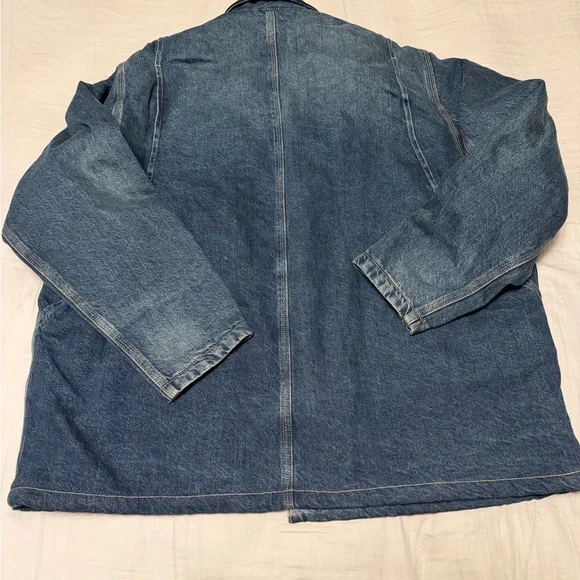 Zara Men's Dark Blue Denim Jacket with Black Collar - Picture 7 of 7